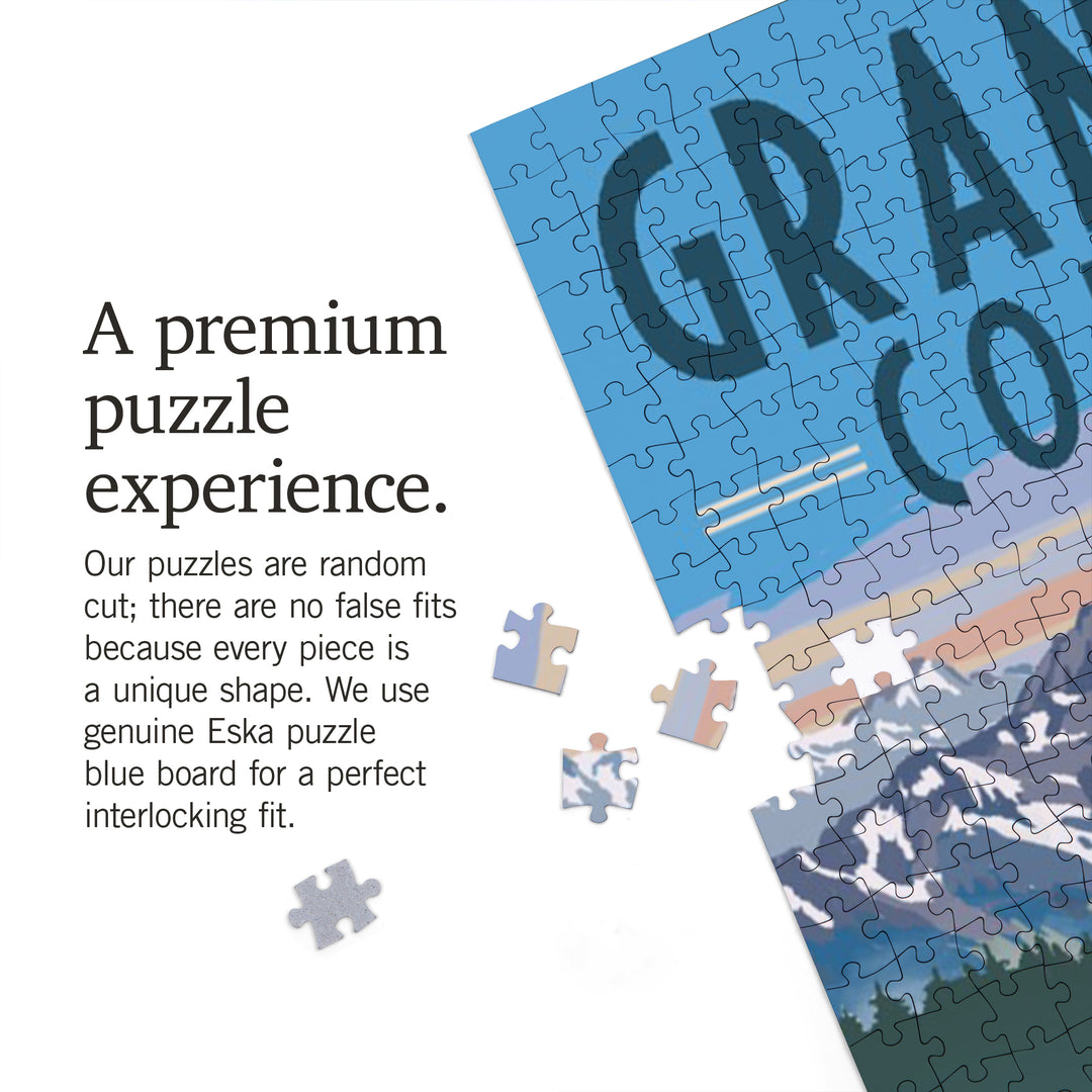 Grand Lake, Colorado, Moose and Mountains, Jigsaw Puzzle Puzzle Lantern Press 