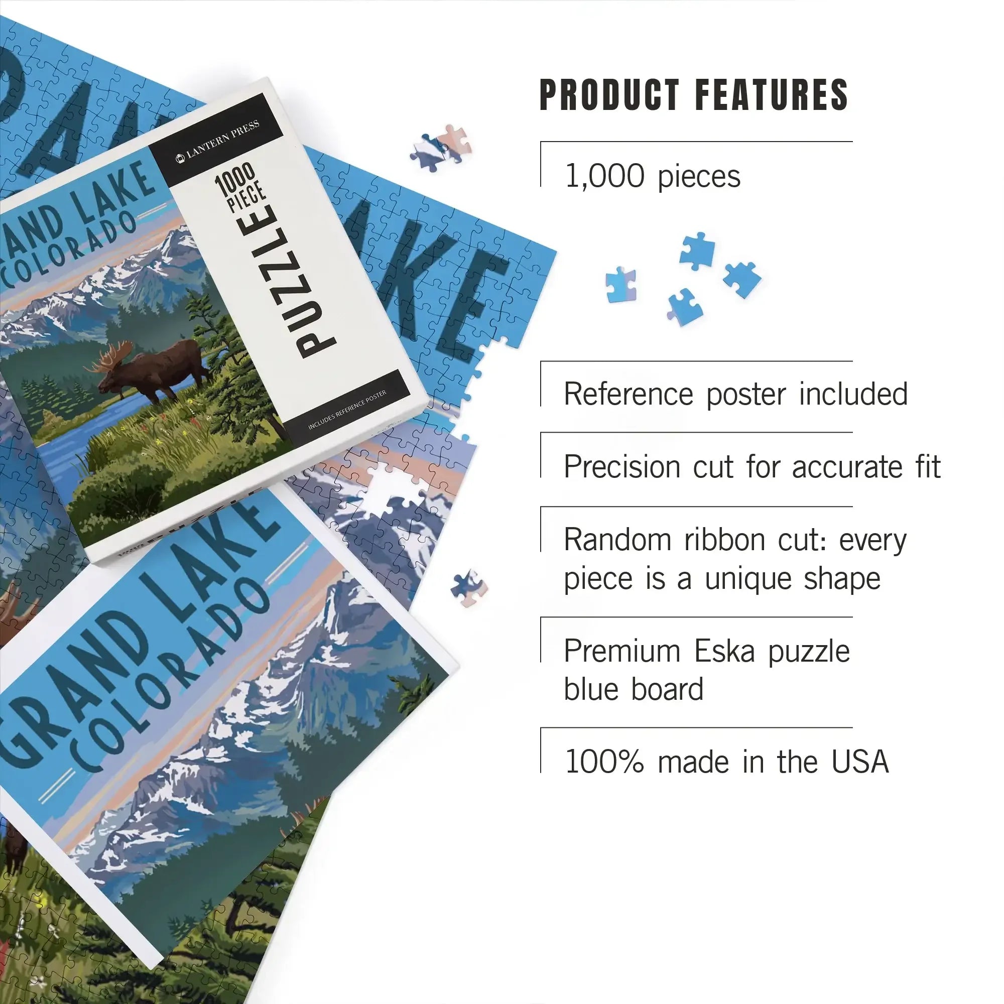 Grand Lake, Colorado, Moose and Mountains, 1000 piece jigsaw