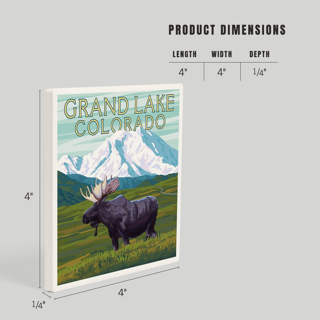 Grand Lake, Colorado, Moose and Snowy Mountain, Coasters Coasters Lantern Press 