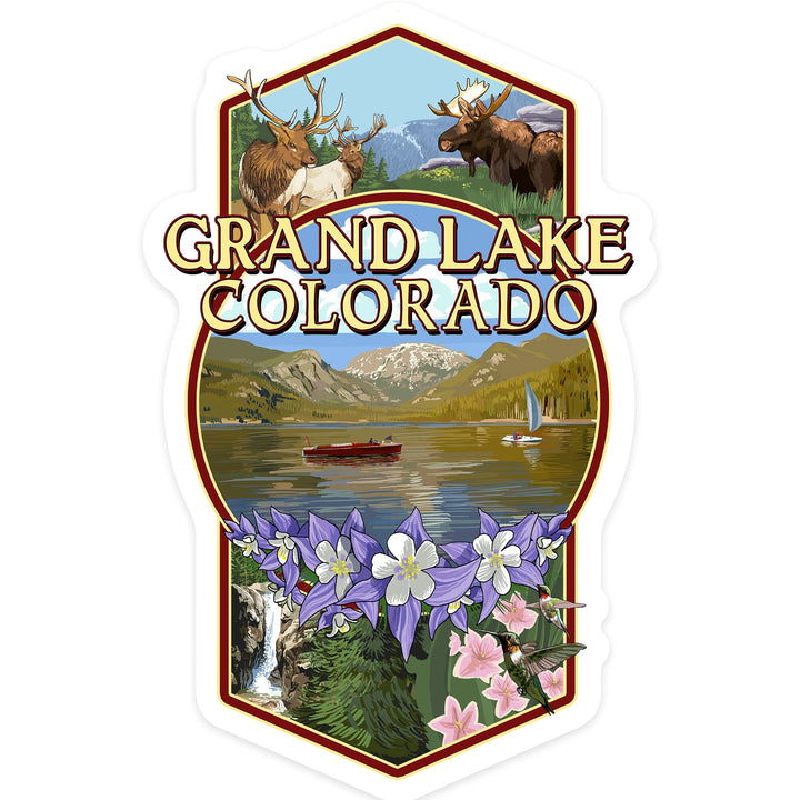 Grand Lake, Colorado, Views, Contour, Vinyl Sticker Sticker Lantern Press 