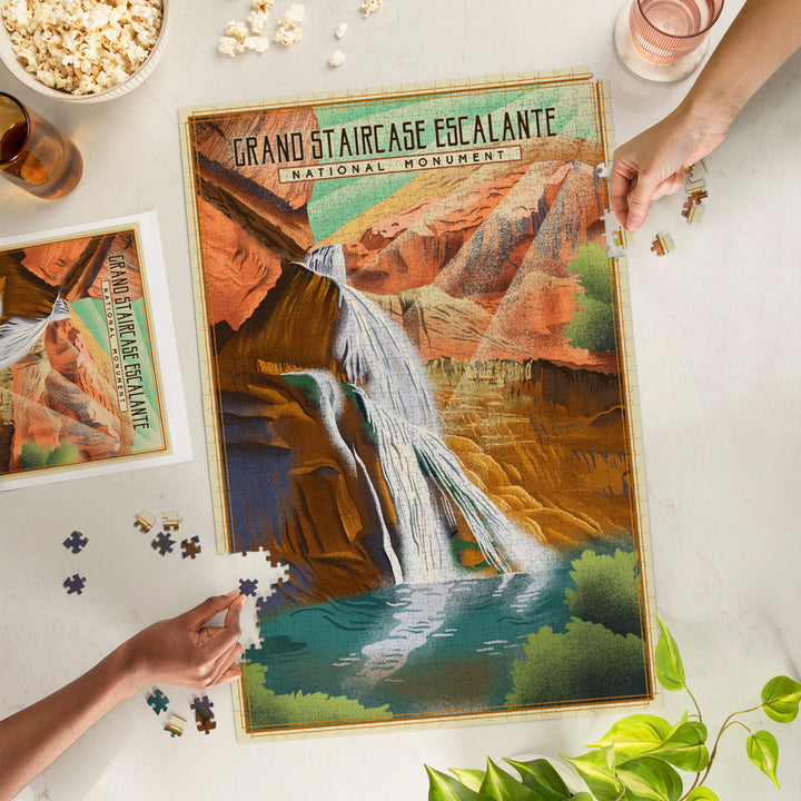 Grand Staircase-Escalante National Monument, Utah, Lithograph, Jigsaw Puzzle Puzzle Lantern Press 