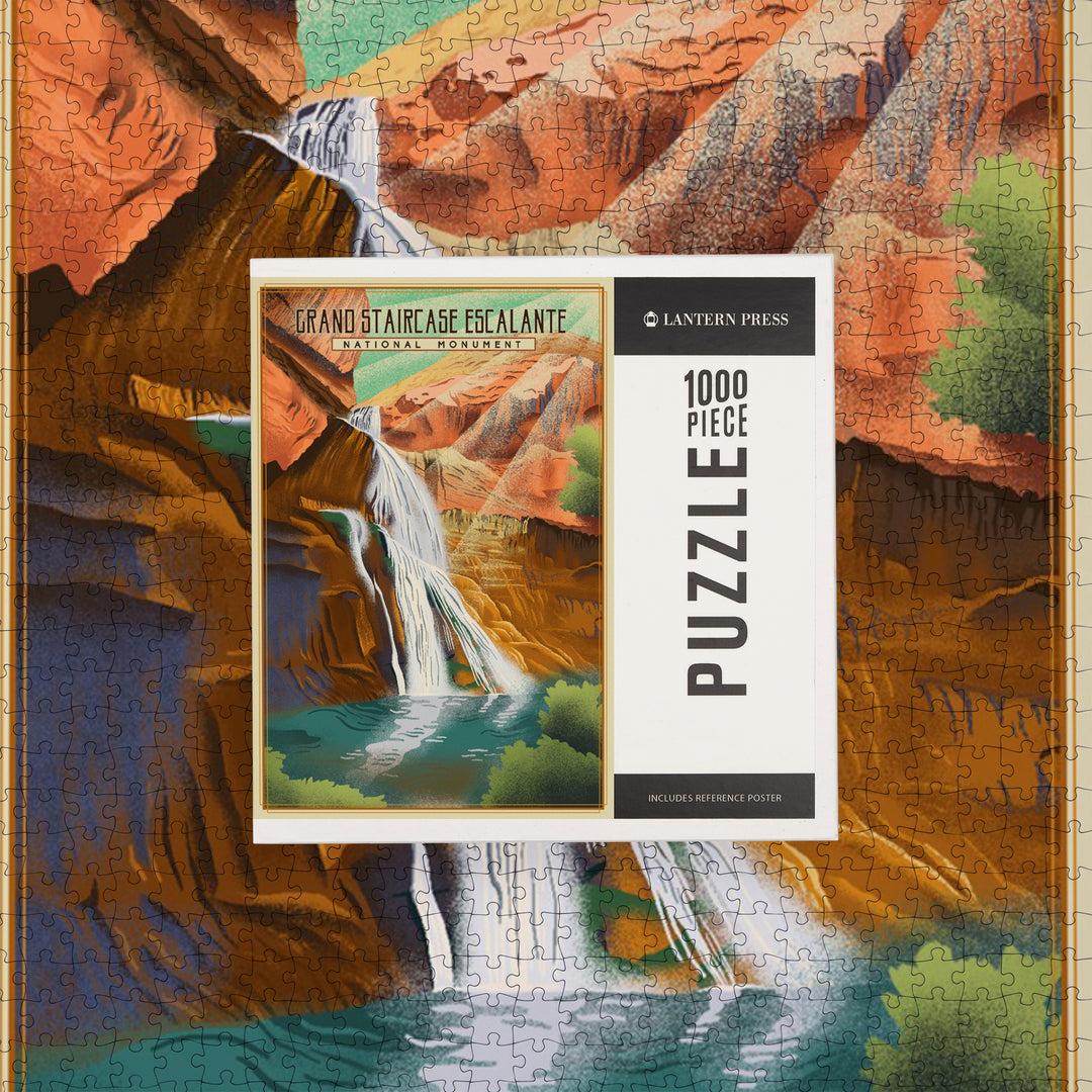 Grand Staircase-Escalante National Monument, Utah, Lithograph, Jigsaw Puzzle Puzzle Lantern Press 