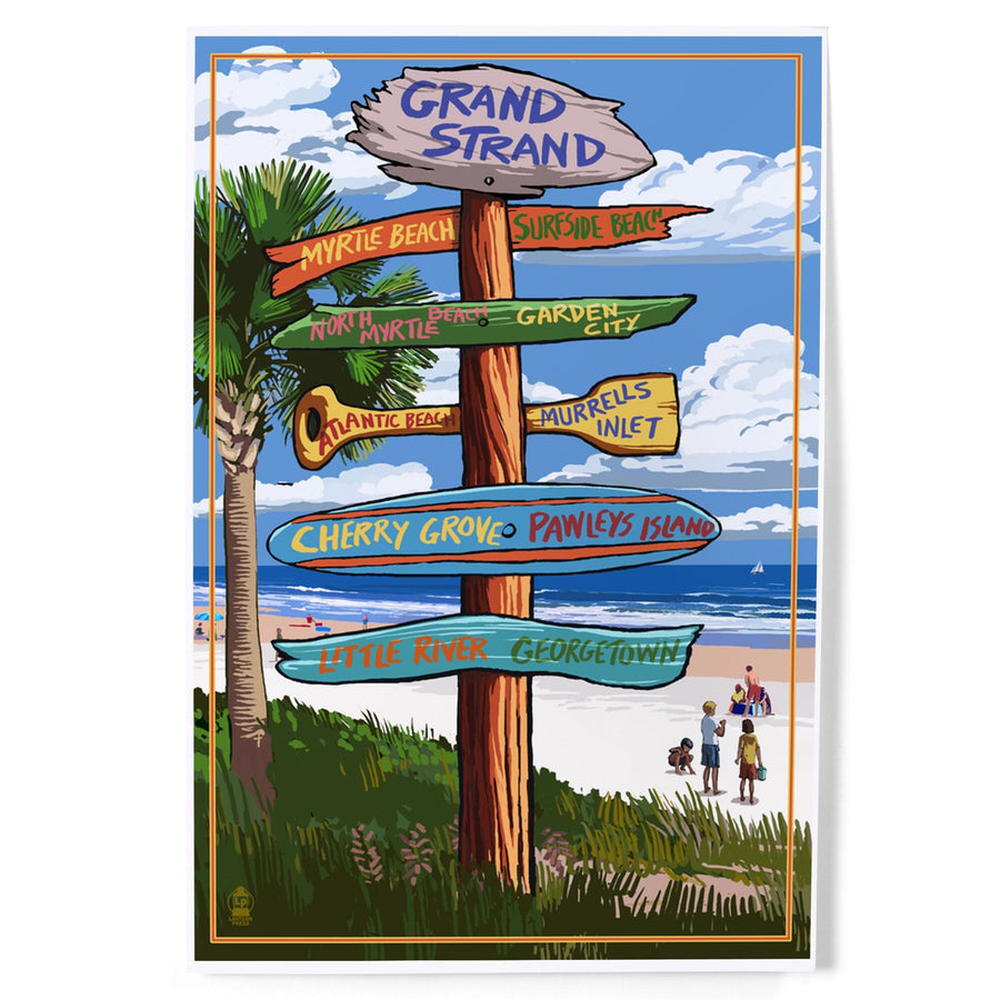 Grand Strand, South Carolina, Destinations Sign, Art & Giclee Prints Art Lantern Press 