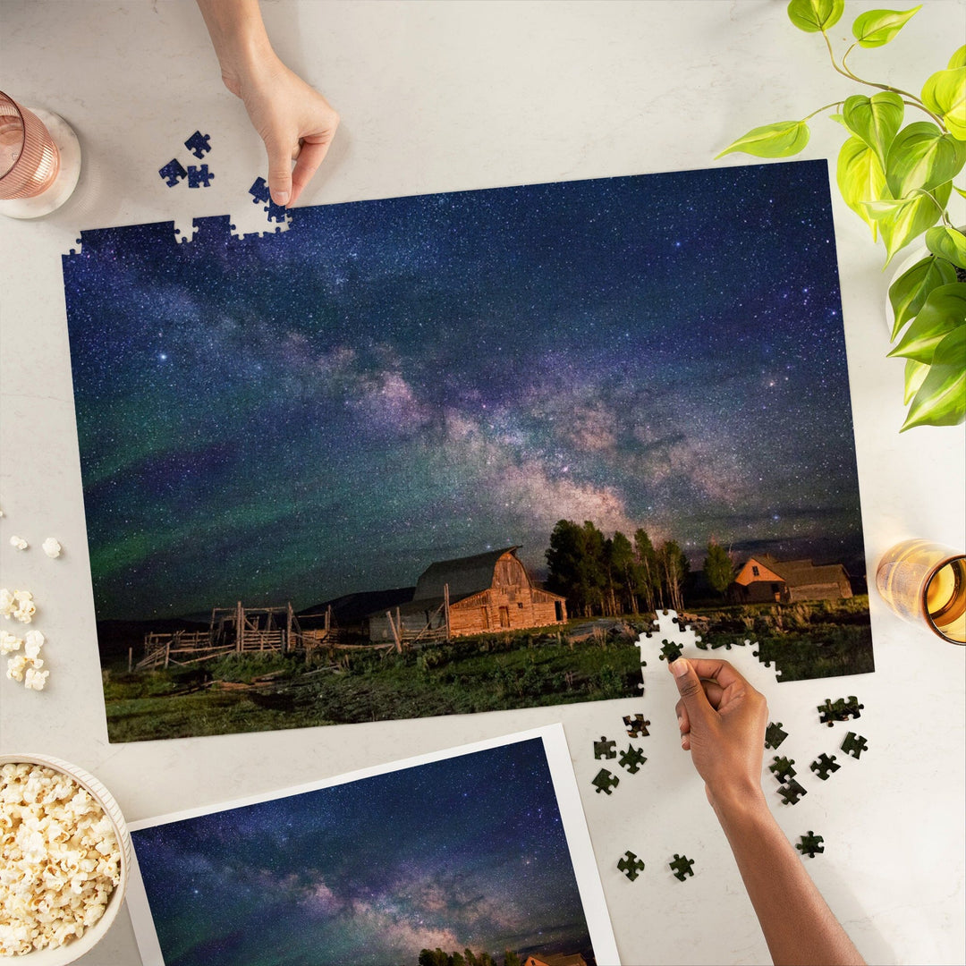 Grand Teton Homestead and Milky Way, Jigsaw Puzzle Puzzle Lantern Press 