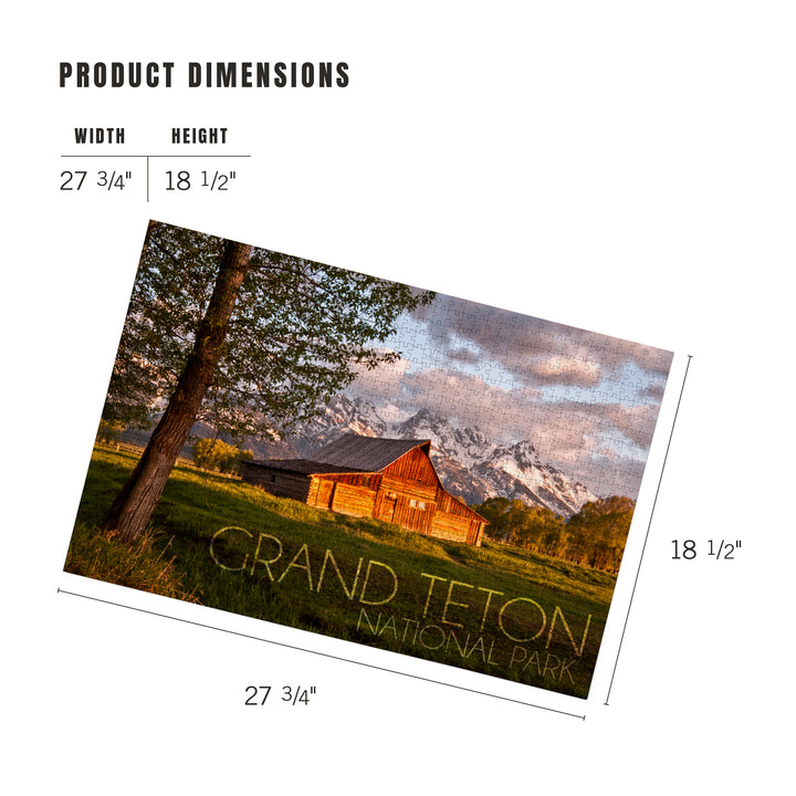 Grand Teton National Park, Wyoming, Barn and Tree, Jigsaw Puzzle Puzzle Lantern Press 