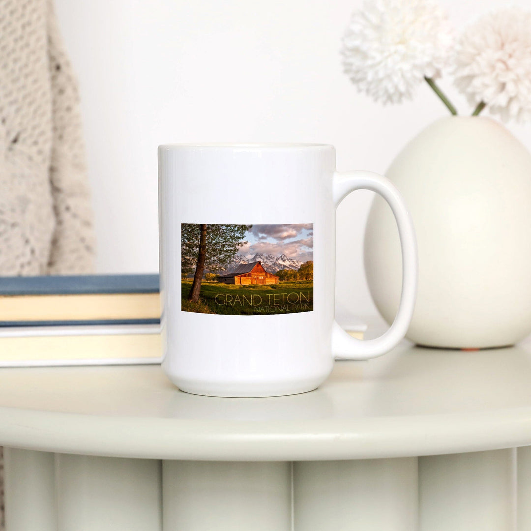 Grand Teton National Park, Wyoming, Barn & Tree, Lantern Press Photography, Ceramic Mug Mugs Lantern Press 