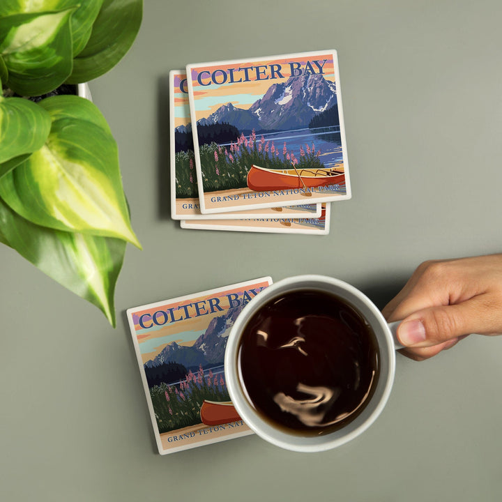 Grand Teton National Park, Wyoming, Colter Bay, Coasters Coasters Lantern Press 