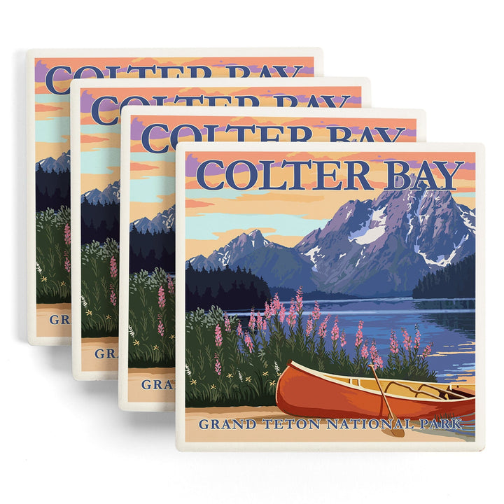 Grand Teton National Park, Wyoming, Colter Bay, Coasters Coasters Lantern Press 