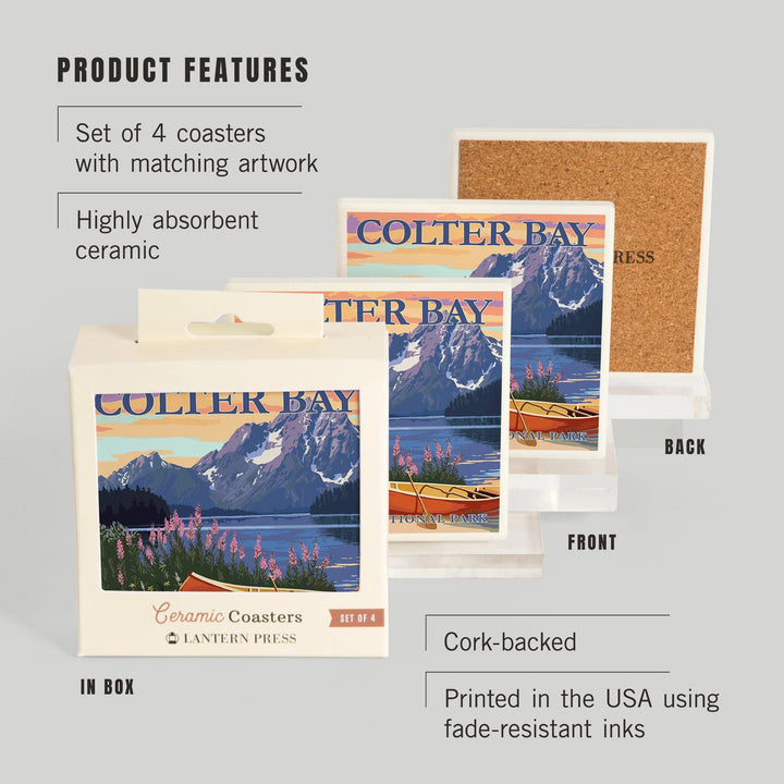 Grand Teton National Park, Wyoming, Colter Bay, Coasters Coasters Lantern Press 
