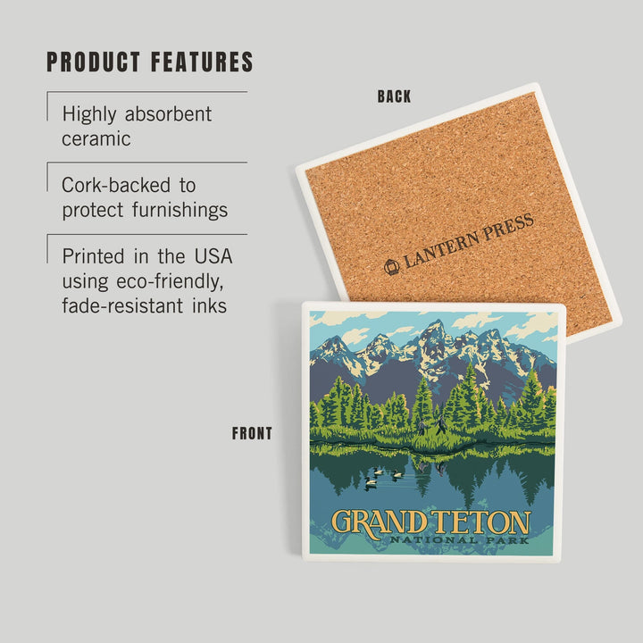 Grand Teton National Park, Wyoming, Explorer Series, Coasters Coasters Lantern Press 