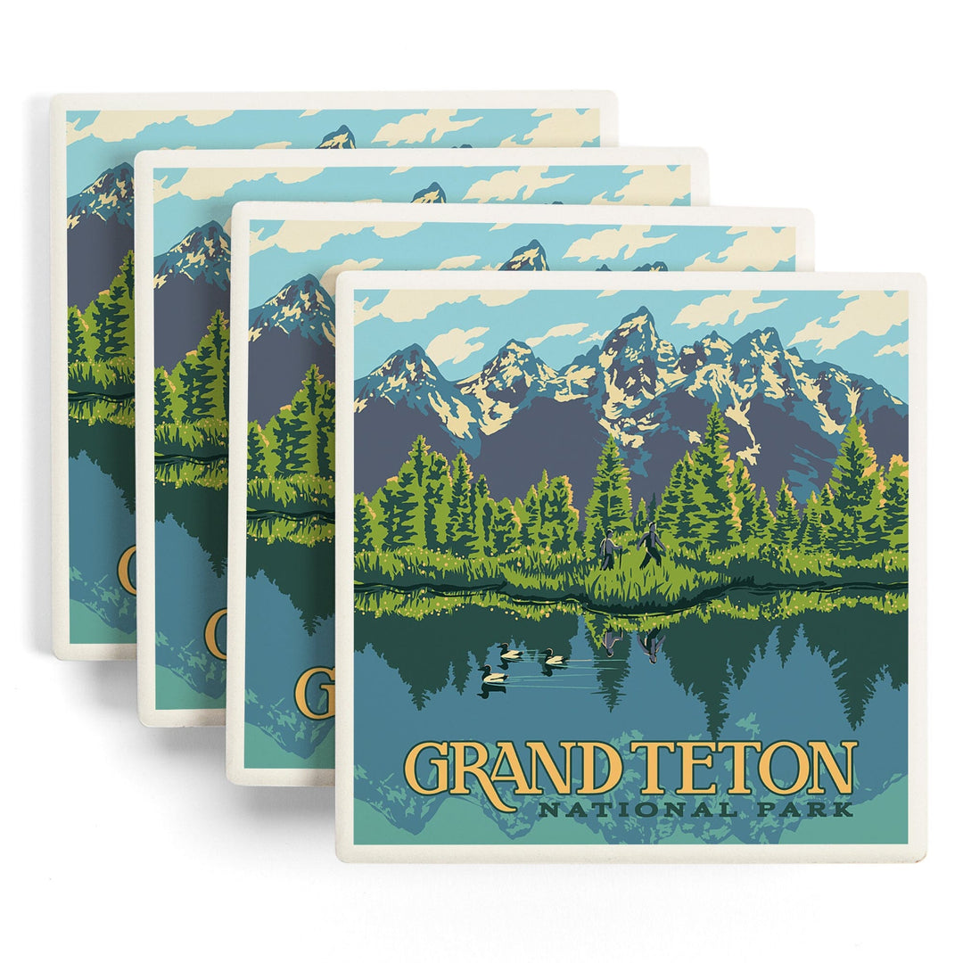 Grand Teton National Park, Wyoming, Explorer Series, Coasters Coasters Lantern Press 