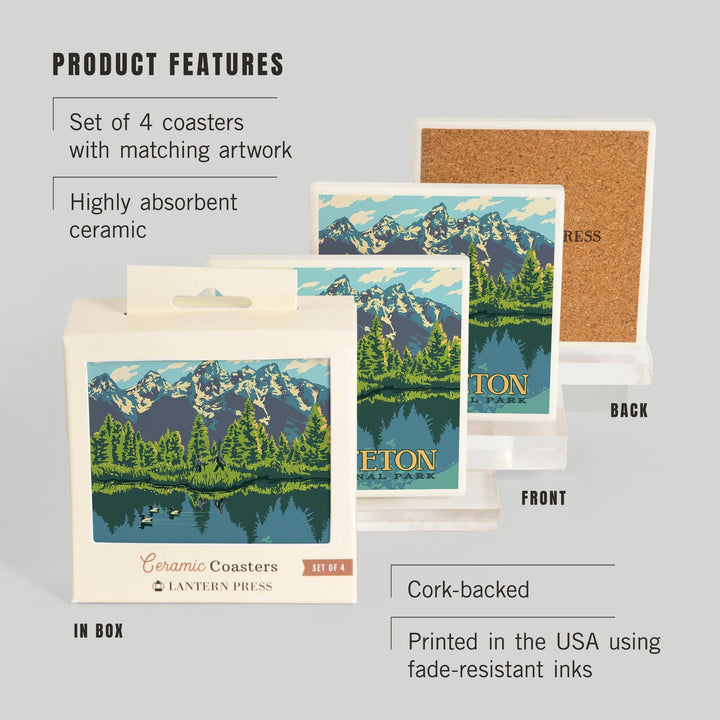 Grand Teton National Park, Wyoming, Explorer Series, Coasters Coasters Lantern Press 