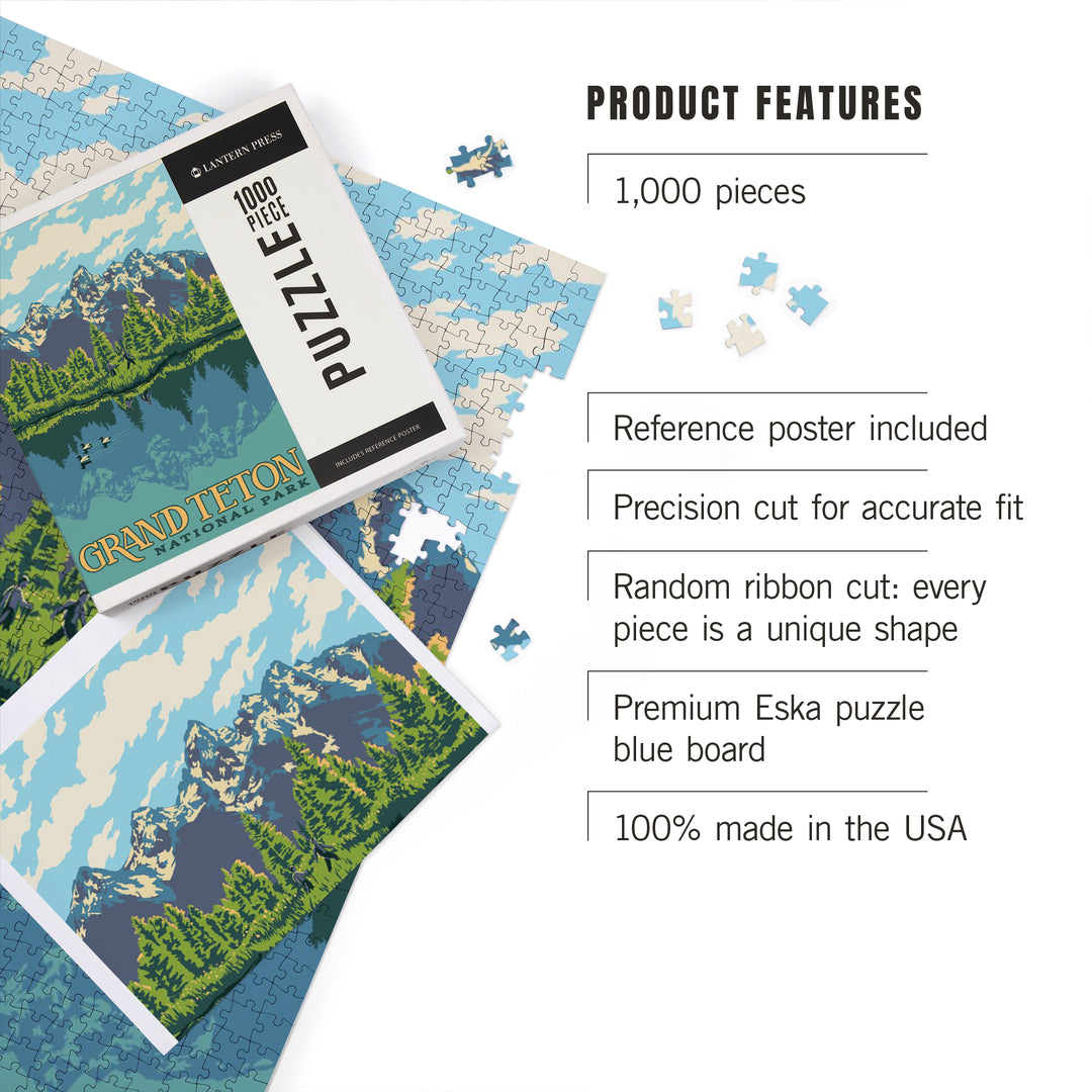 Grand Teton National Park, Wyoming, Explorer Series, Jigsaw Puzzle Puzzle Lantern Press 