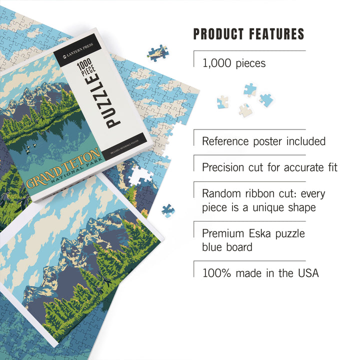 Grand Teton National Park, Wyoming, Explorer Series, Jigsaw Puzzle Puzzle Lantern Press 