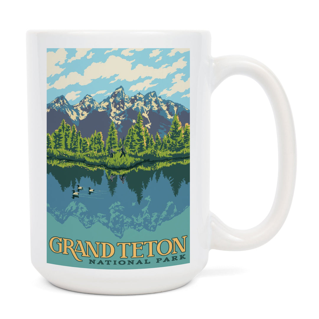 Grand Teton National Park, Wyoming, Explorer Series, Lantern Press Artwork, Ceramic Mug Mugs Lantern Press 