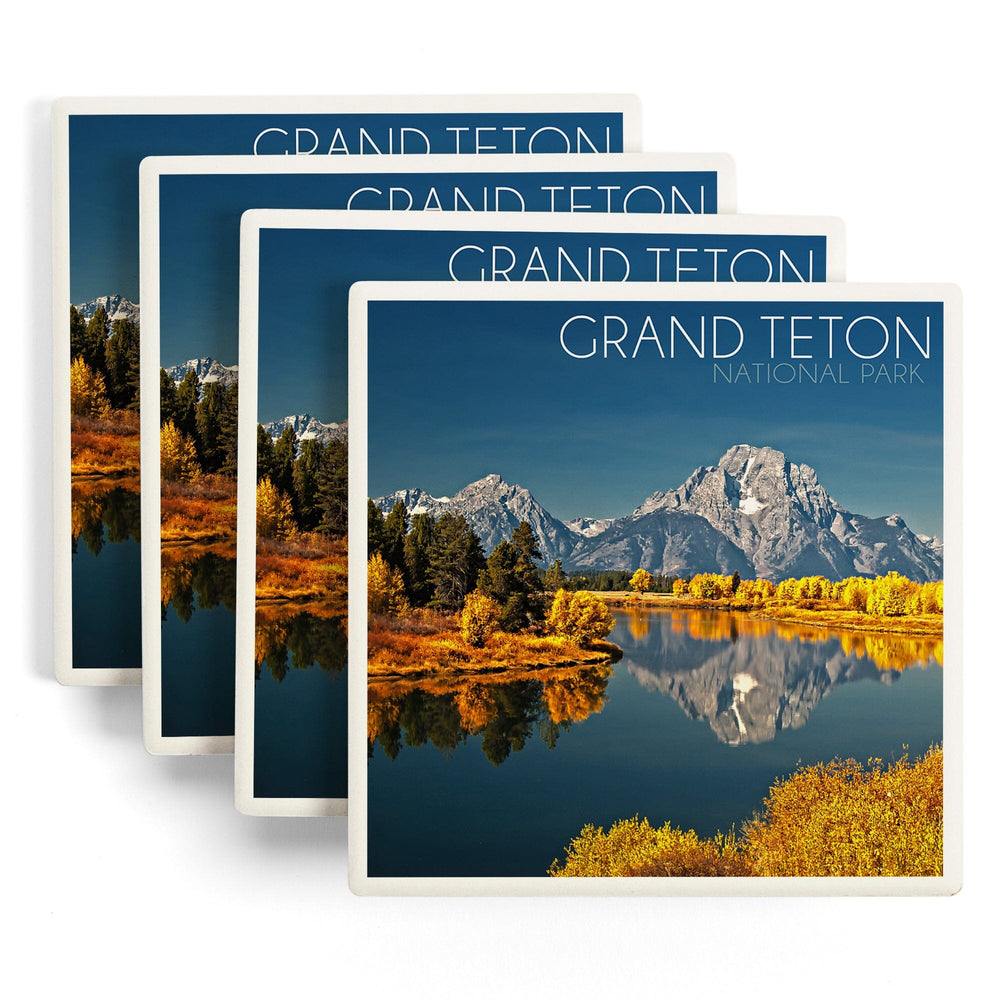 Grand Teton National Park, Wyoming, Fall Colors at Oxbow Bend, Coasters Coasters Lantern Press 
