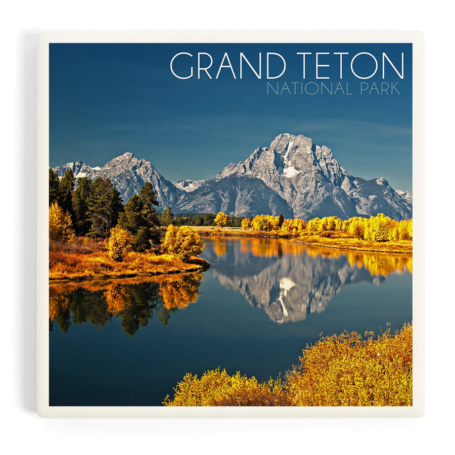 Grand Teton National Park, Wyoming, Fall Colors at Oxbow Bend, Coasters Coasters Lantern Press 