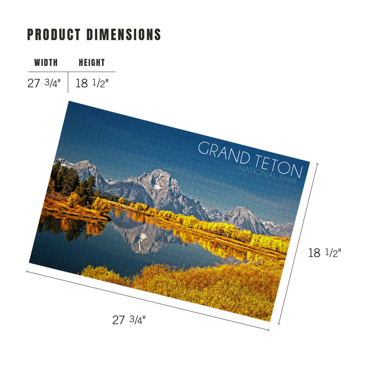 Grand Teton National Park, Wyoming, Fall Colors at Oxbow Bend, Jigsaw Puzzle Puzzle Lantern Press 