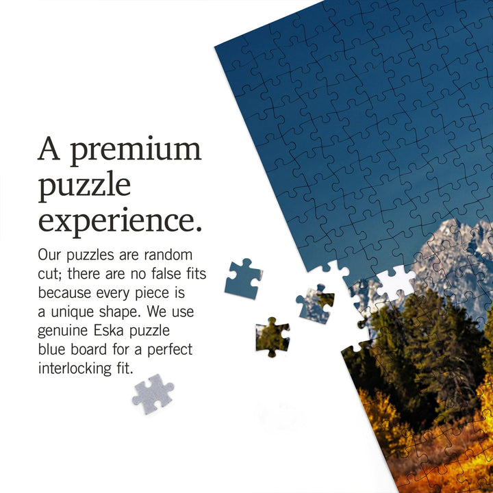 Grand Teton National Park, Wyoming, Fall Colors at Oxbow Bend, Jigsaw Puzzle Puzzle Lantern Press 