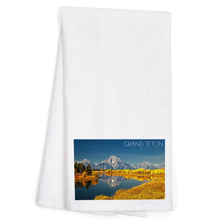 Grand Teton National Park, Wyoming, Fall Colors at Oxbow Bend, Organic Cotton Kitchen Tea Towels Kitchen Lantern Press 