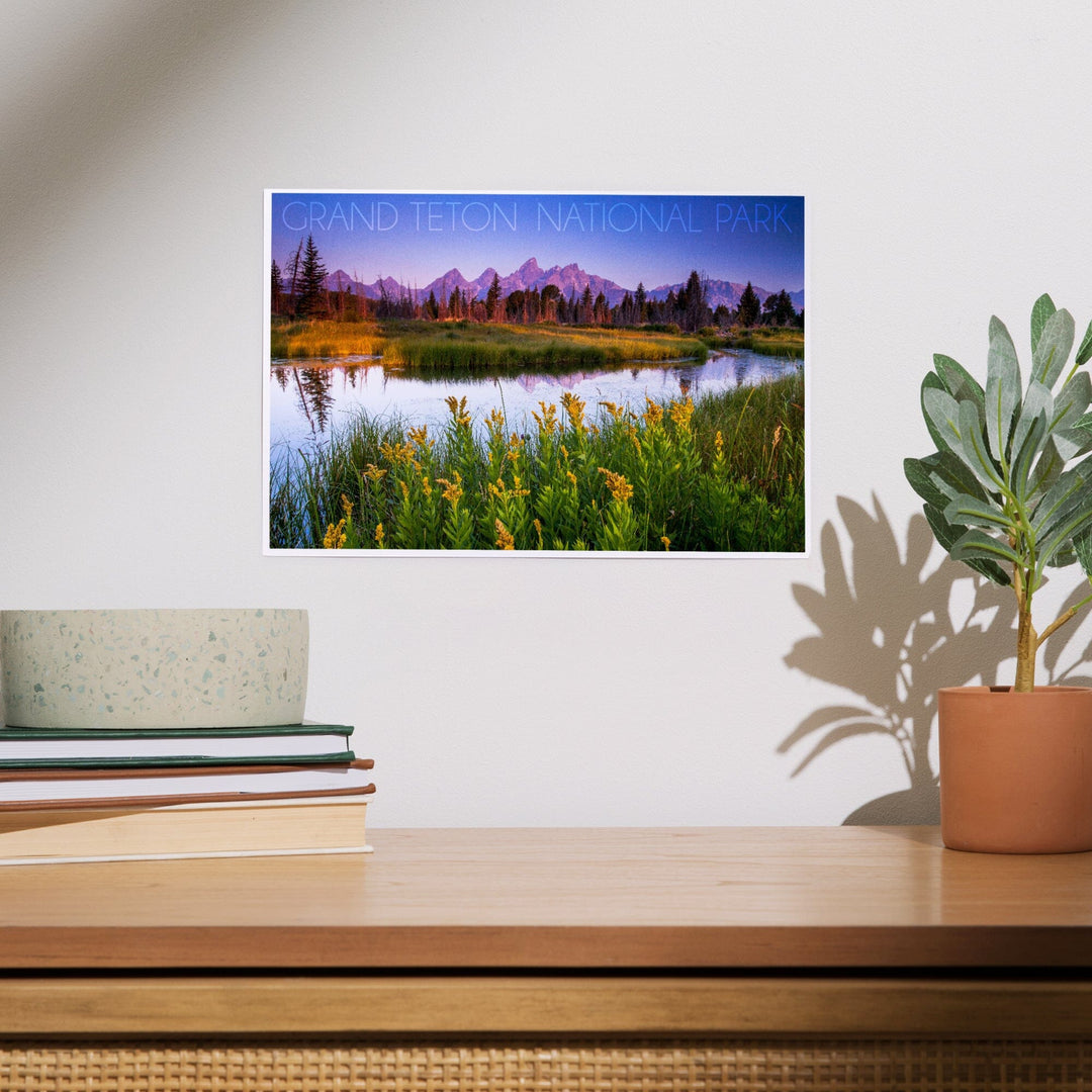 Grand Teton National Park, Wyoming, Flower Foreground, Art & Giclee Prints Art Lantern Press 
