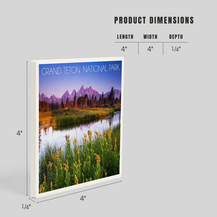 Grand Teton National Park, Wyoming, Flower Foreground, Coasters Coasters Lantern Press 