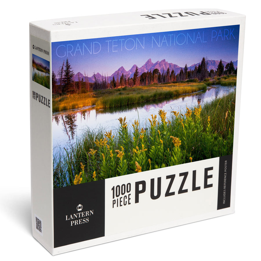 Grand Teton National Park, Wyoming, Flower Foreground, Jigsaw Puzzle Puzzle Lantern Press 