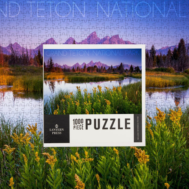 Grand Teton National Park, Wyoming, Flower Foreground, Jigsaw Puzzle Puzzle Lantern Press 