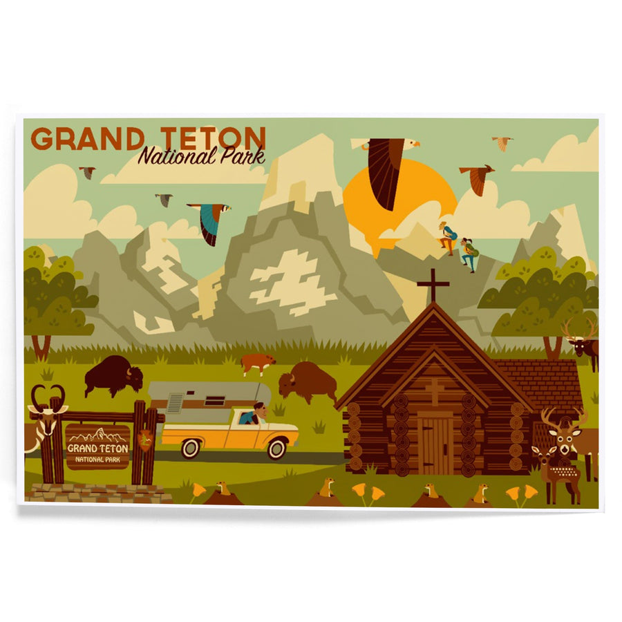 Grand Teton National Park, Wyoming, Geometric Experience Collection, Art & Giclee Prints Art Lantern Press 