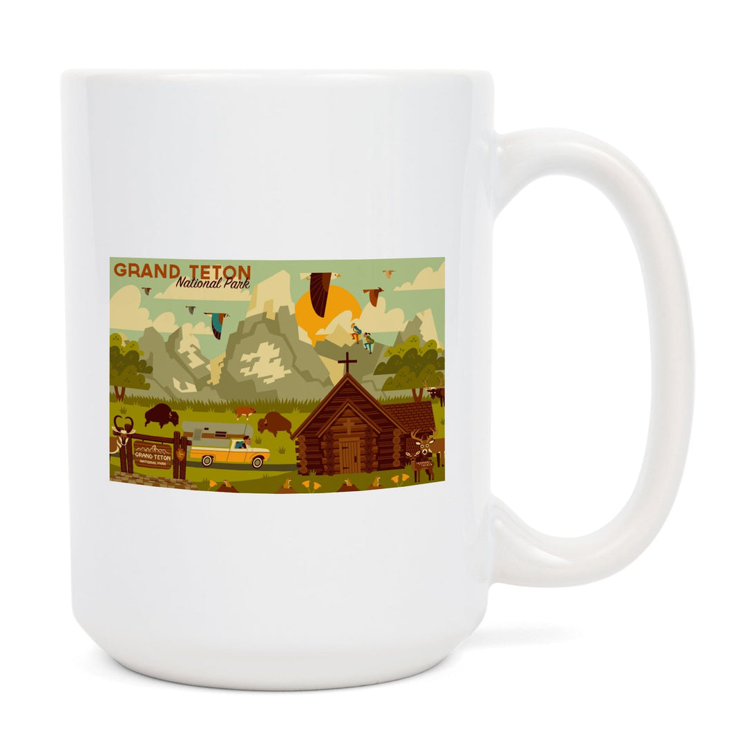 Grand Teton National Park, Wyoming, Geometric Experience Collection, Ceramic Mug Mugs Lantern Press 