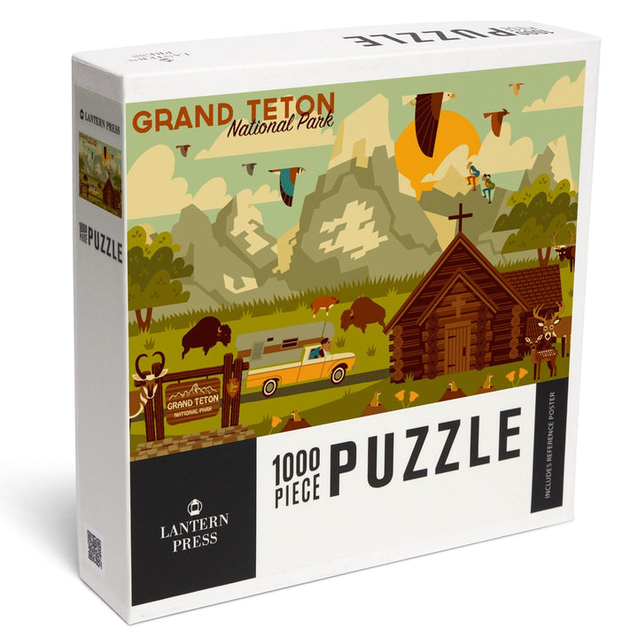 Grand Teton National Park, Wyoming, Geometric Experience Collection, Jigsaw Puzzle Puzzle Lantern Press 