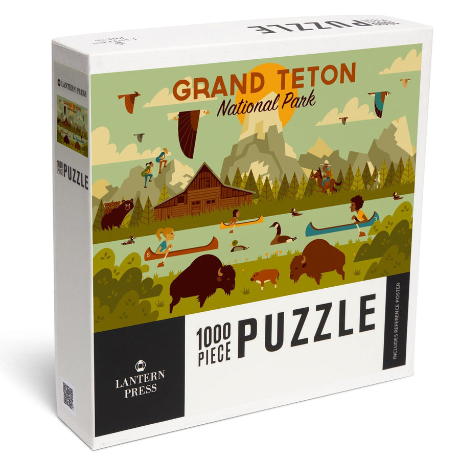Grand Teton National Park, Wyoming, Geometric Experience Collection Puzzle Lantern Press 