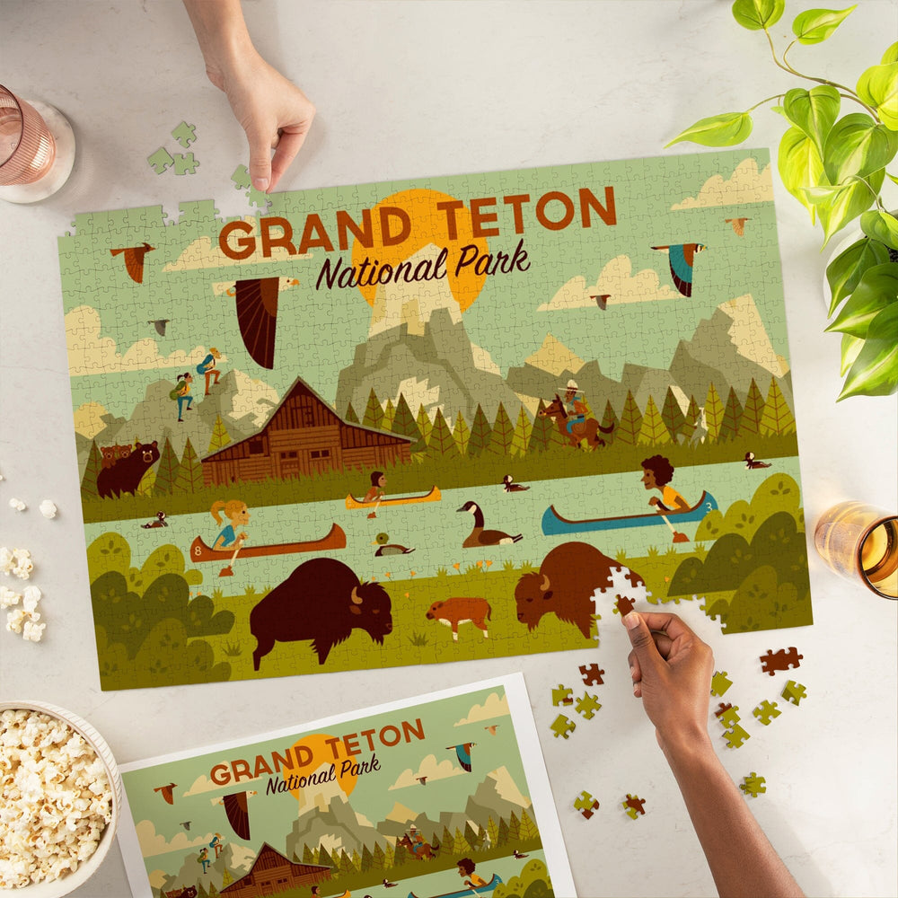 Grand Teton National Park, Wyoming, Geometric Experience Collection Puzzle Lantern Press 