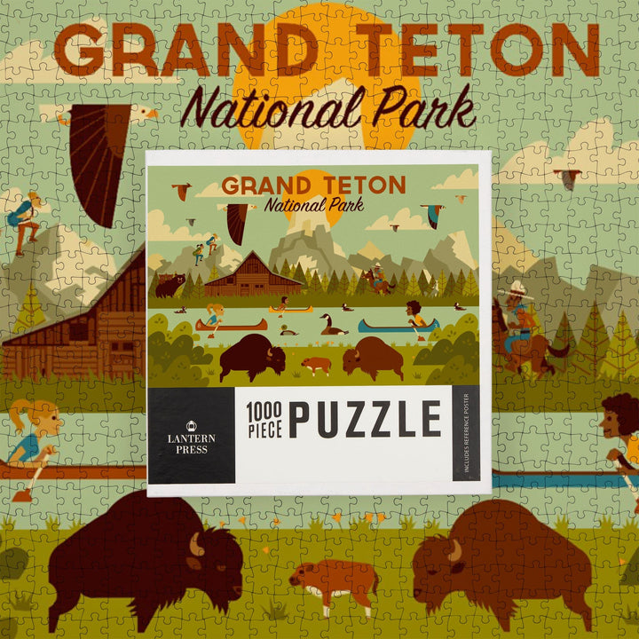 Grand Teton National Park, Wyoming, Geometric Experience Collection Puzzle Lantern Press 