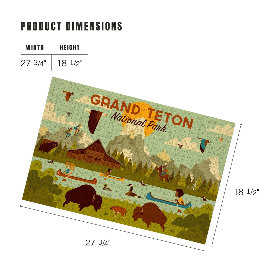 Grand Teton National Park, Wyoming, Geometric Experience Collection Puzzle Lantern Press 