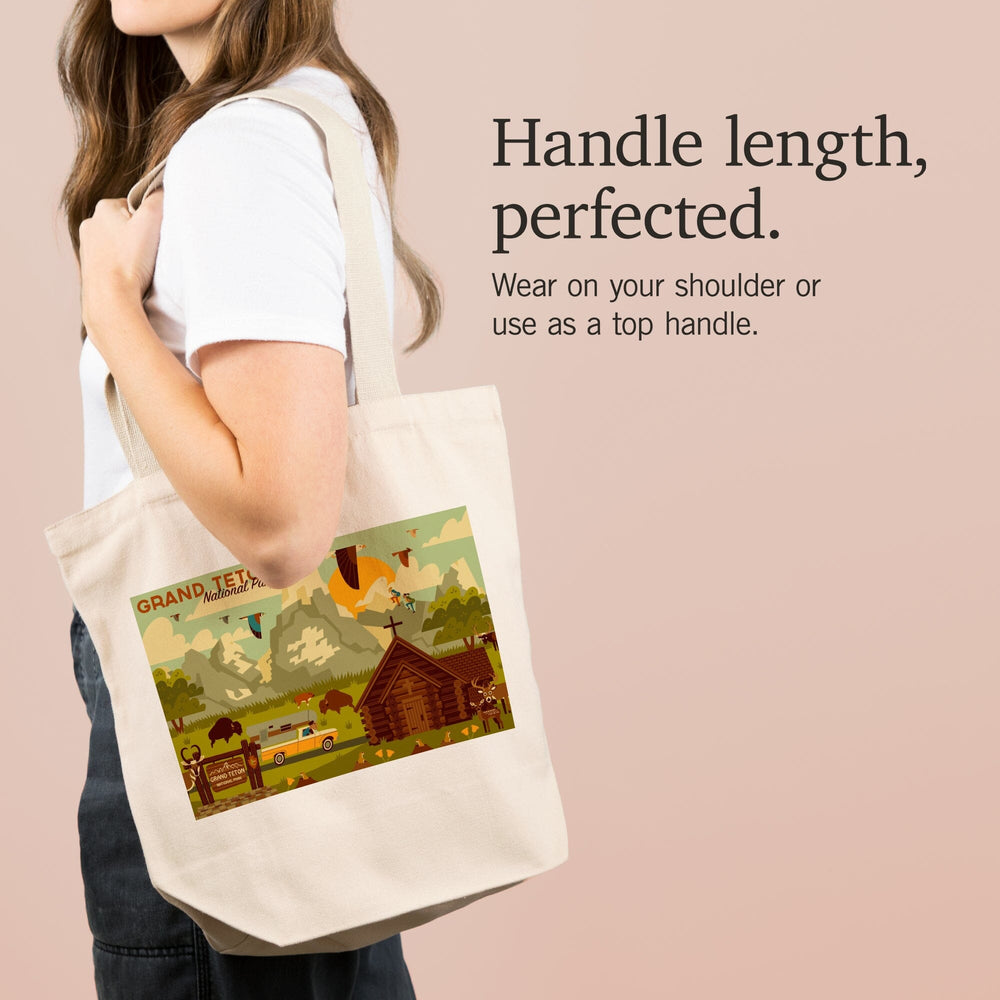 Grand Teton National Park, Wyoming, Geometric Experience Collection, Tote Bag Totes Lantern Press 