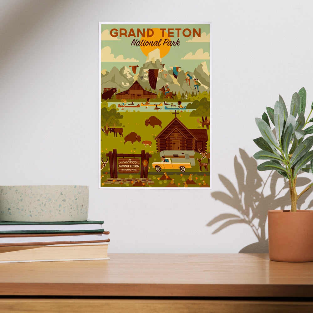 Grand Teton National Park, Wyoming, Geometric National Park Collection, Art & Giclee Prints Art Lantern Press 
