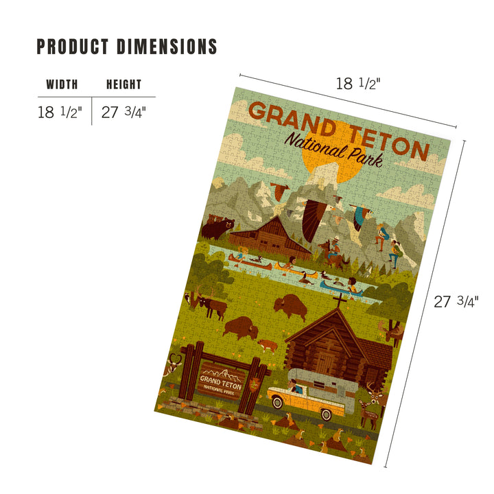 Grand Teton National Park, Wyoming, Geometric National Park Collection, Jigsaw Puzzle Puzzle Lantern Press 