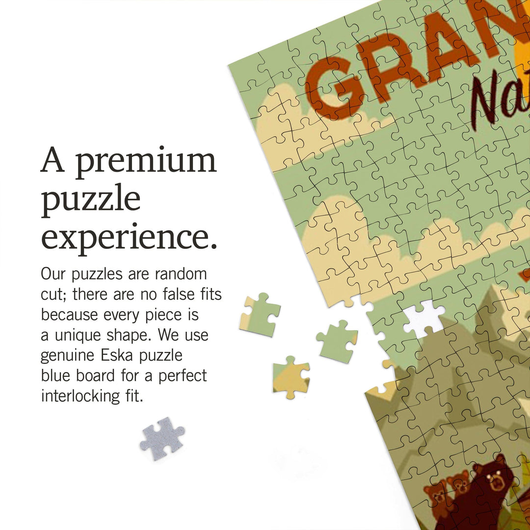 Grand Teton National Park, Wyoming, Geometric National Park Collection, Jigsaw Puzzle Puzzle Lantern Press 