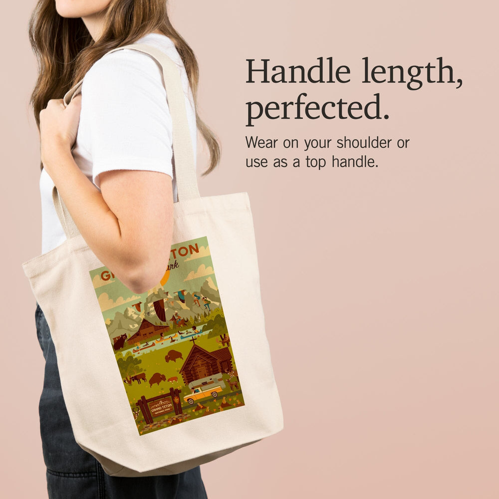 Grand Teton National Park, Wyoming, Geometric National Park Collection, Tote Bag Totes Lantern Press 