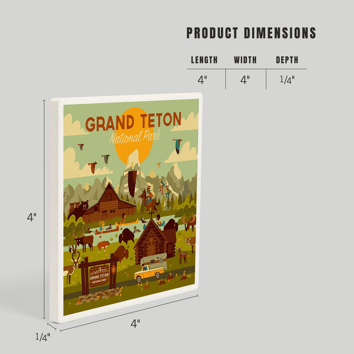 Grand Teton National Park, Wyoming, Geometric National Park Series, Coasters Coasters Lantern Press 