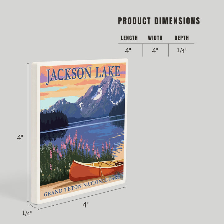 Grand Teton National Park, Wyoming, Jackson Lake, Coasters Coasters Lantern Press 