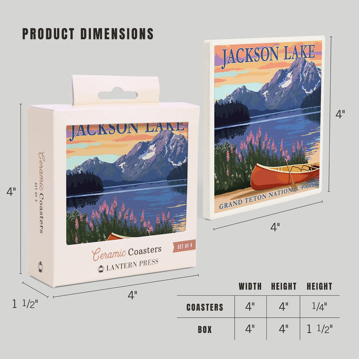Grand Teton National Park, Wyoming, Jackson Lake, Coasters Coasters Lantern Press 
