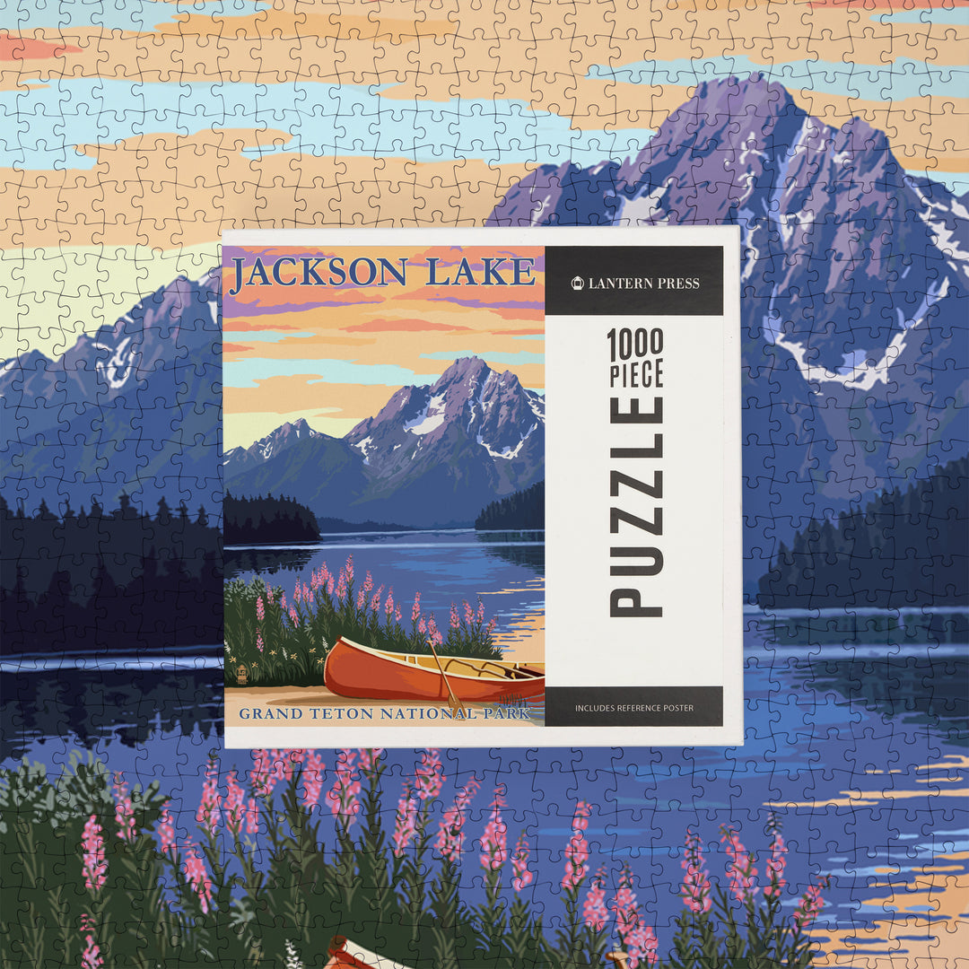 Grand Teton National Park, Wyoming, Jackson Lake, Jigsaw Puzzle Puzzle Lantern Press 