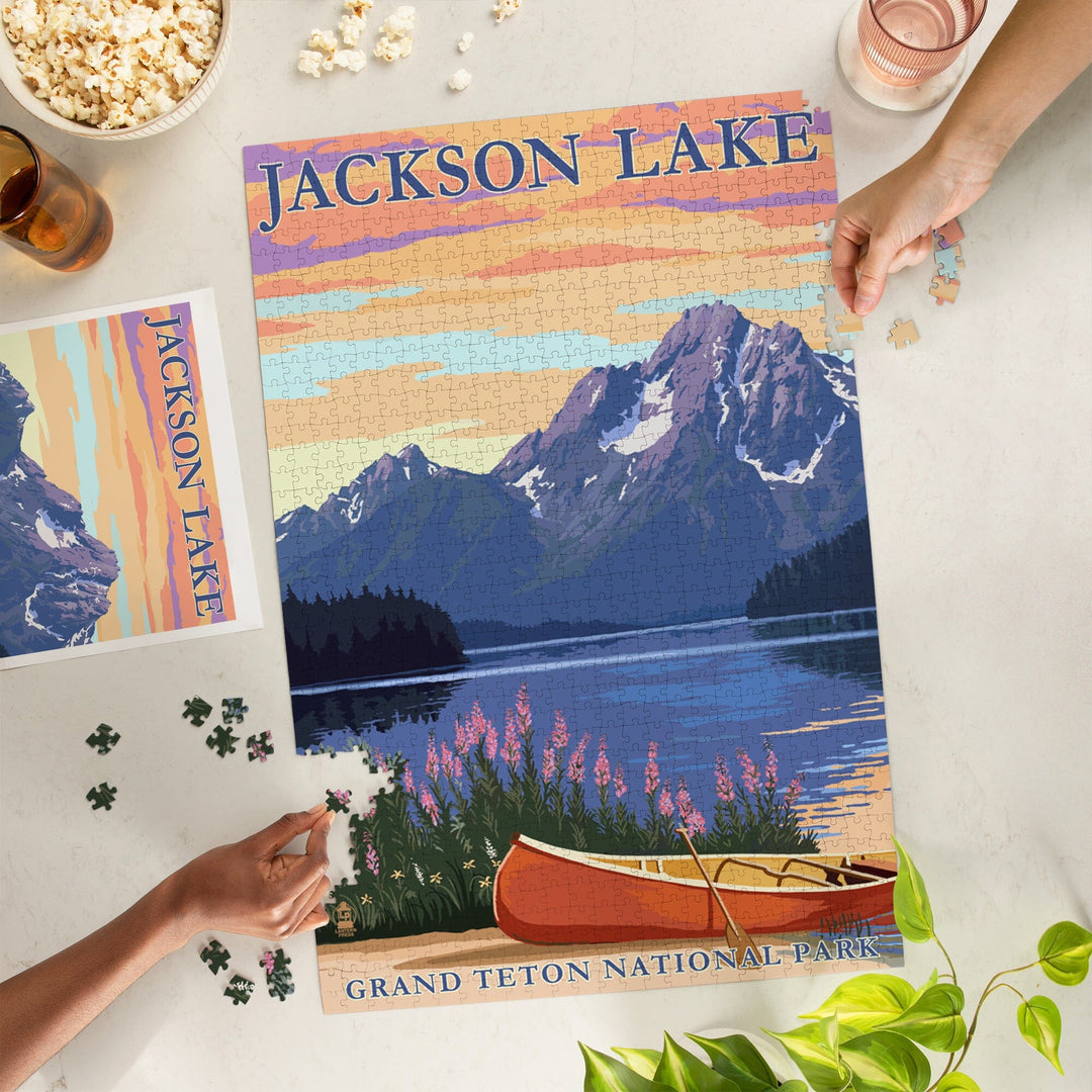 Grand Teton National Park, Wyoming, Jackson Lake, Jigsaw Puzzle Puzzle Lantern Press 