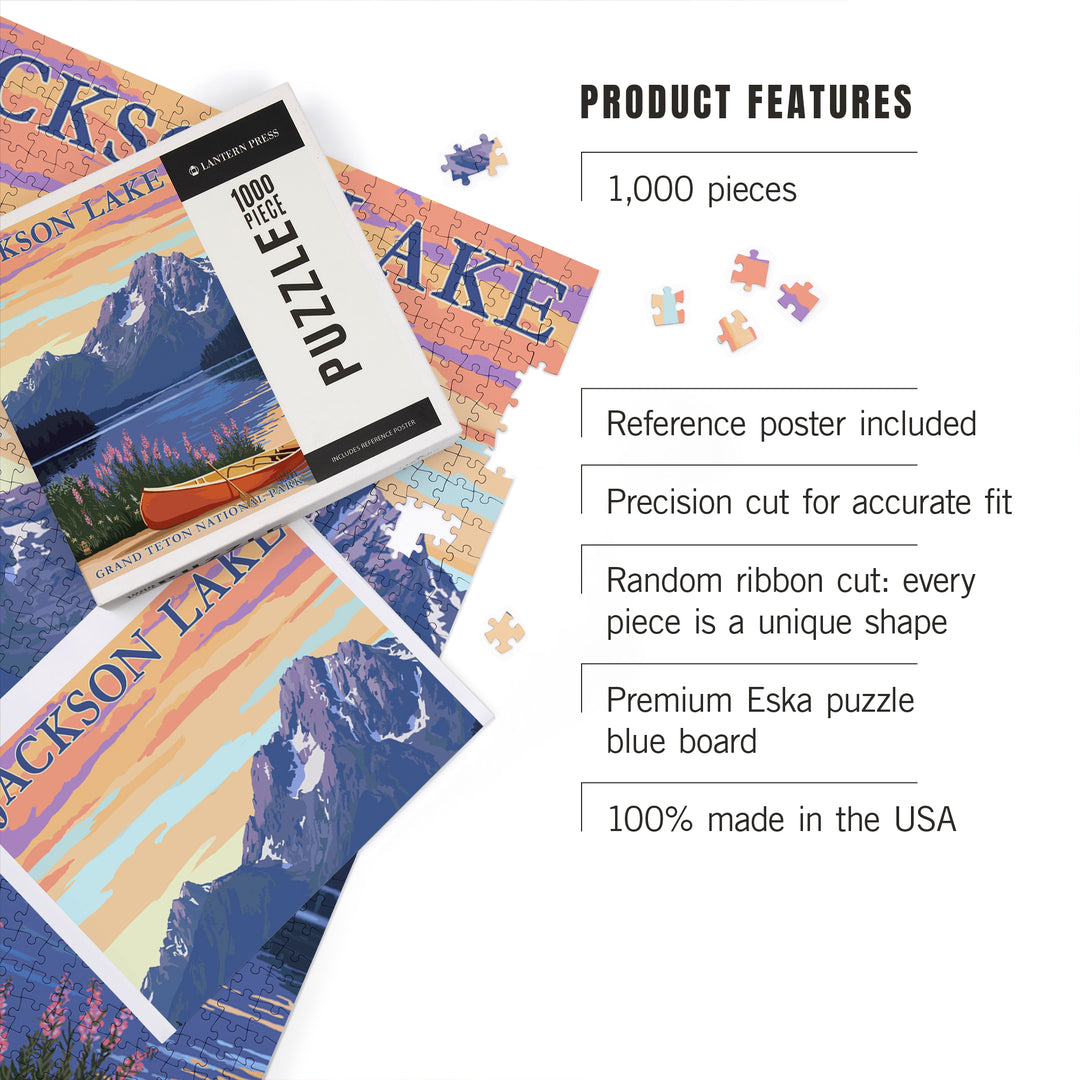 Grand Teton National Park, Wyoming, Jackson Lake, Jigsaw Puzzle Puzzle Lantern Press 