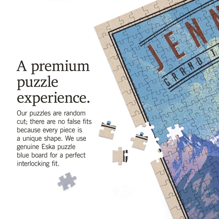 Grand Teton National Park, Wyoming, Jenny Lake, Lithograph National Park Series, Jigsaw Puzzle Puzzle Lantern Press 