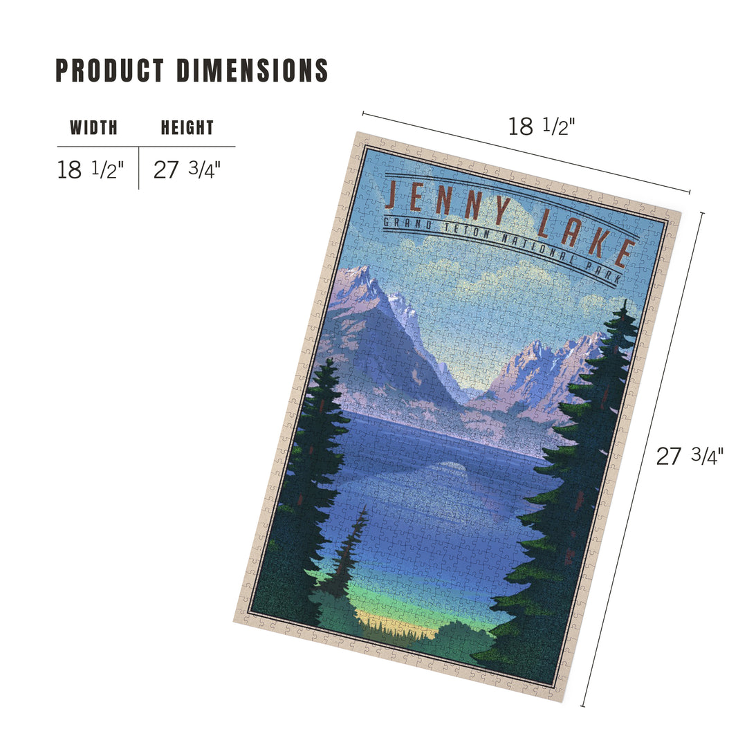 Grand Teton National Park, Wyoming, Jenny Lake, Lithograph National Park Series, Jigsaw Puzzle Puzzle Lantern Press 