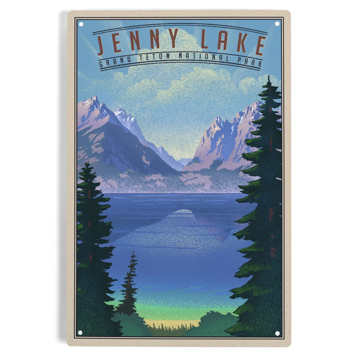 Grand Teton National Park, Wyoming, Jenny Lake, Lithograph National Park Series, Metal Signs Metal Lantern Press 