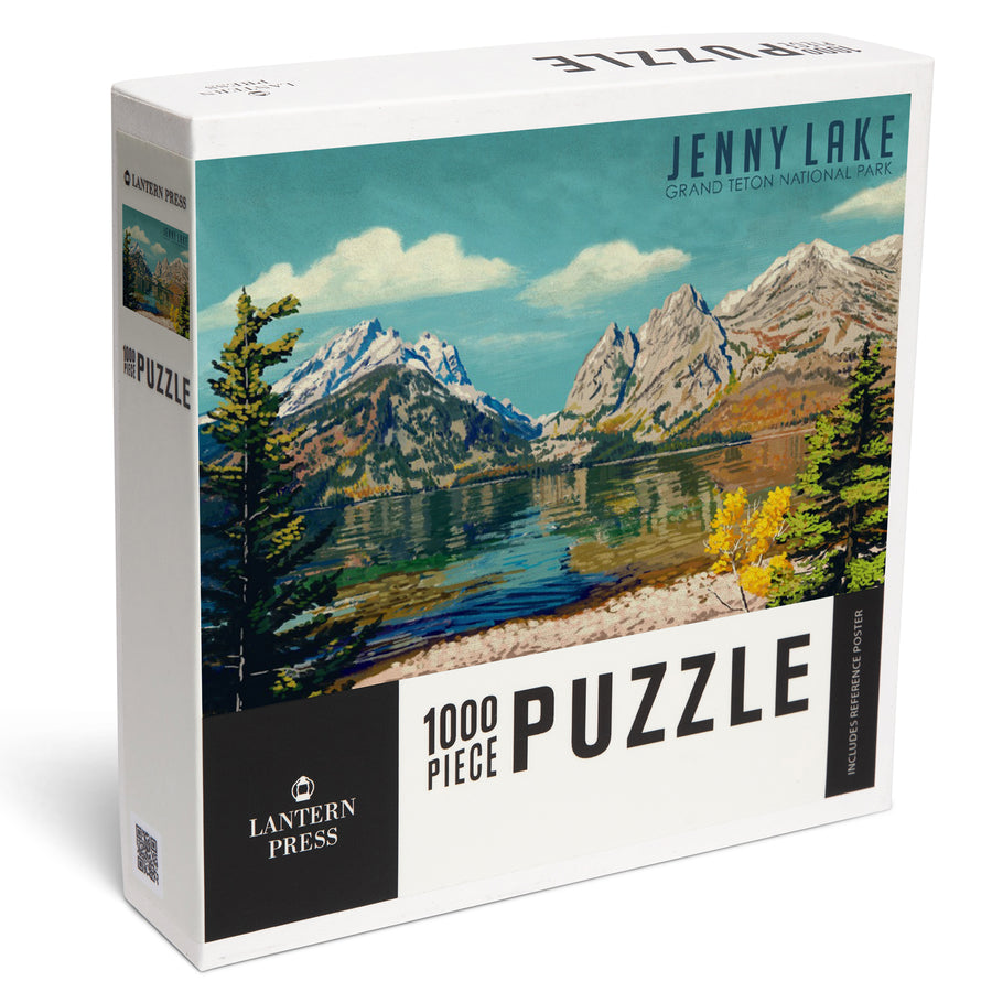 Grand Teton National Park, Wyoming, Jenny Lake, Oil Painting, Jigsaw Puzzle Puzzle Lantern Press 